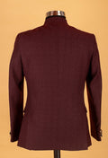 Maroon Textured Bandhgala Blazer for Men – Royal Indian Groom & Festive Wear