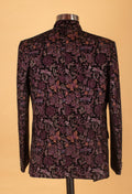 Purple & Black Floral Embroidered Indo-Western Suit for Groom – Royal Wedding Reception Wear