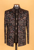 Black Multicolor Velvet Embroidered Indo-Western Suit for Groom – Designer Reception Wear