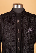 Black Embroidered Indo-Western Suit for Groom – Royal Wedding & Reception Wear