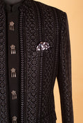 Black Embroidered Indo-Western Suit for Groom – Royal Wedding & Reception Wear