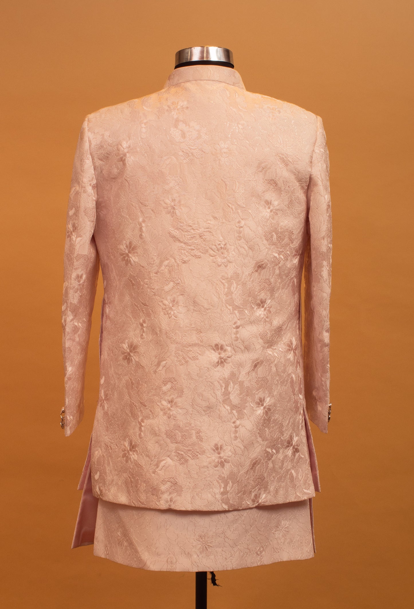 Blush Pink Textured Sherwani Set for Men – Wedding & Engagement Outfit