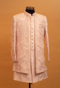 Blush Pink Textured Sherwani Set for Men – Wedding & Engagement Outfit