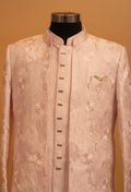 Blush Pink Textured Sherwani Set for Men – Wedding & Engagement Outfit