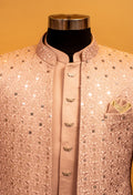 Blush Pink Sequin Embroidered Sherwani for Men – Premium Wedding & Festive Wear