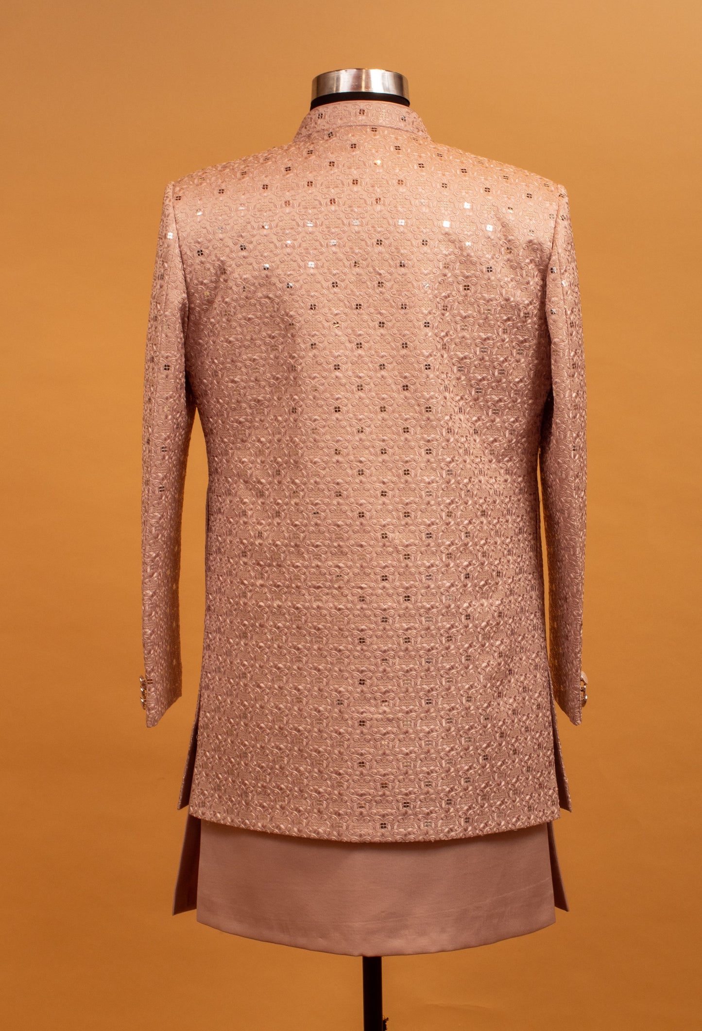 Blush Pink Sequin Embroidered Sherwani for Men – Premium Wedding & Festive Wear