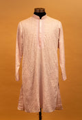 Blush Pink Embroidered Men’s Kurta – Festive & Wedding Wear for Groomsmen