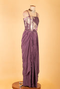 Purple Straight-Cut Designer Suit with Embellished Corset Style Bodice & Cape – Premium Party & Wedding Wear