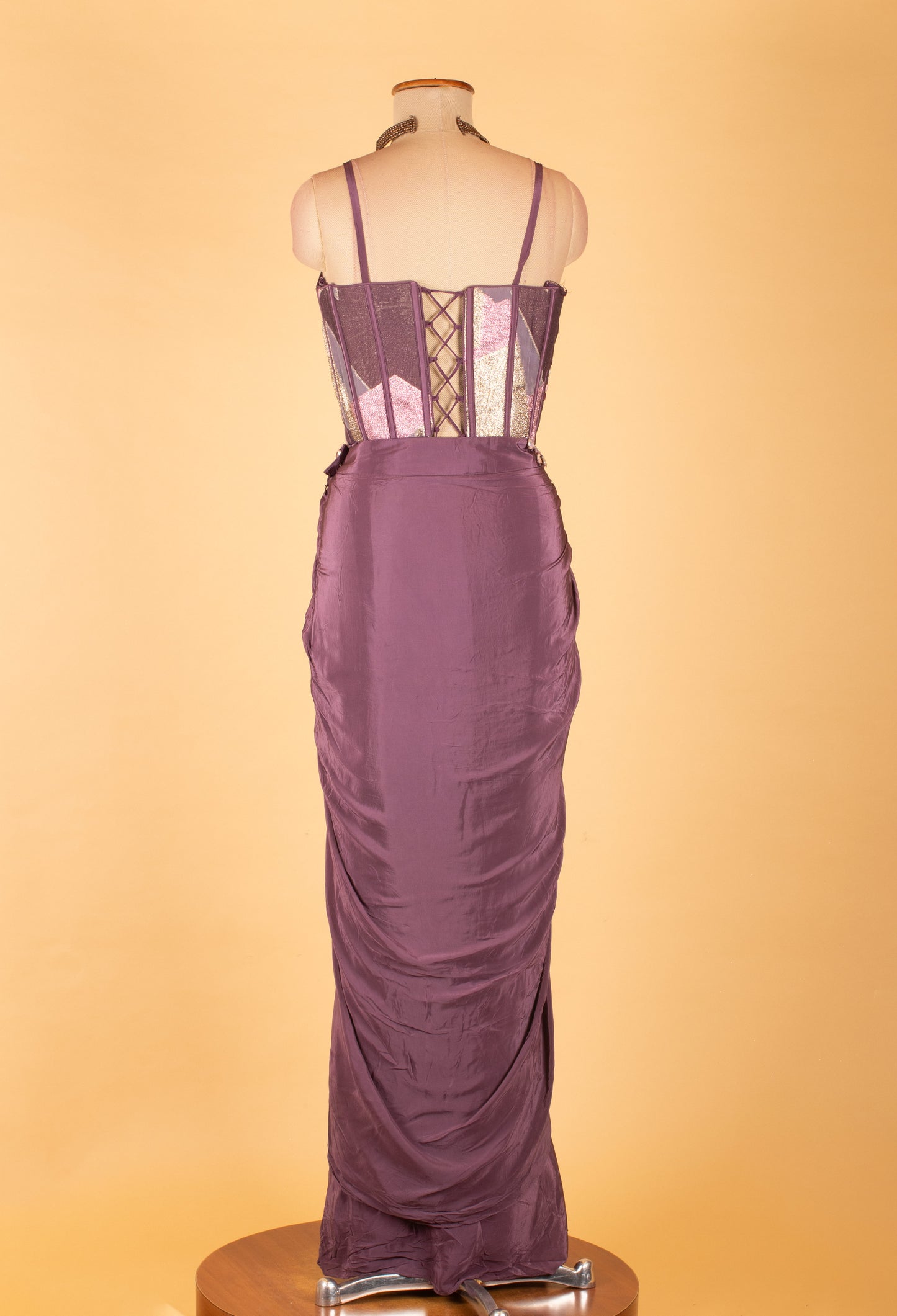 Purple Straight-Cut Designer Suit with Embellished Corset Style Bodice & Cape – Premium Party & Wedding Wear
