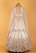 White & Gold Heavy Embellished Bridal Lehenga Choli with Cape Dupatta – Premium Wedding & Reception Wear