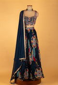 Navy Blue Designer Printed Lehenga Choli with Embellished Blouse & Dupatta – Festive & Wedding Wear