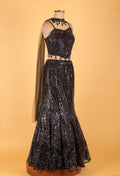 Black Sequins Embellished Lehenga Set with Crop Blouse & Choker – Premium Party & Wedding Wear
