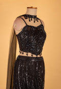Black Sequins Embellished Lehenga Set with Crop Blouse & Choker – Premium Party & Wedding Wear