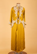 Mustard Yellow Indo-Western Co-ord Set with Embroidered Jacket – Party & Festive Wear for Women