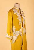 Mustard Yellow Indo-Western Co-ord Set with Embroidered Jacket – Party & Festive Wear for Women