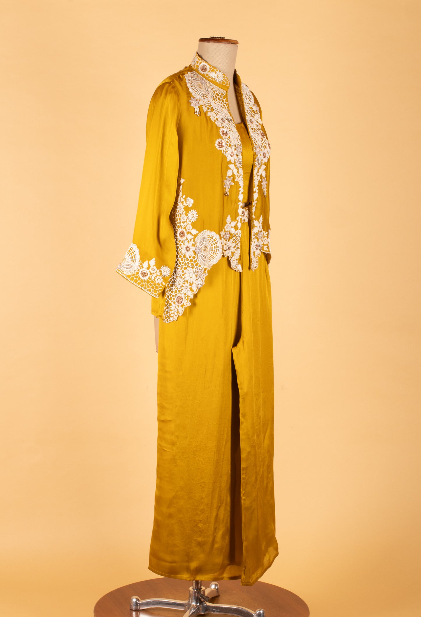 Mustard Yellow Indo-Western Co-ord Set with Embroidered Jacket – Party & Festive Wear for Women