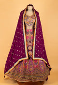 Multicolor Heavy Embroidered Traditional Crop Top Lehenga Set with Velvet Dupatta