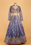 Royal Blue Heavy Mirror & Sequin Embroidered Crop Top Lehenga Set with Dupatta