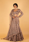 Rose Gold Heavy Sequin Embroidered Bridal Lehenga with Blouse & Dupatta