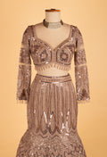 Rose Gold Heavy Sequin Embroidered Bridal Lehenga with Blouse & Dupatta