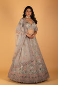 Pastel Multi-Color Embroidered Designer Bridal Lehenga Set with Net Dupatta