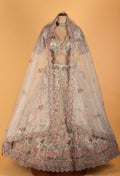 Pastel Multi-Color Embroidered Designer Bridal Lehenga Set with Net Dupatta