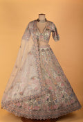 Pastel Multi-Color Embroidered Designer Bridal Lehenga Set with Net Dupatta