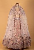 Blush Pink Pastel Embroidered Designer Bridal Lehenga Set with Sequin Net Dupatta