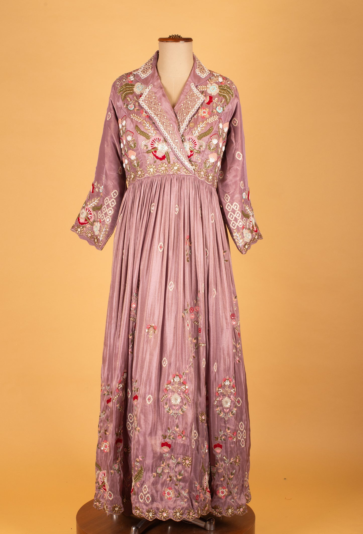 Dusty Lavender Heavy Embroidered Straight Cut Suit with Dupatta