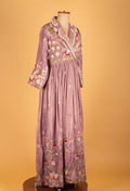 Dusty Lavender Heavy Embroidered Straight Cut Suit with Dupatta