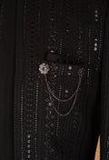 Men’s Black Embellished Indo-Western Suit with Mandarin Collar