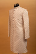 Men’s Ivory Embroidered Sherwani with Mandarin Collar