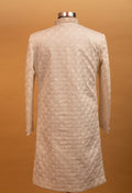 Men’s Ivory Embroidered Sherwani with Mandarin Collar