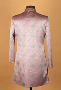 Men’s Blush Pink Jacquard Indo-Western Suit with Embellished Mandarin Collar