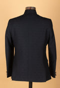 Men’s Black Textured Indo-Western Suit with Mandarin Collar & Chain Detail