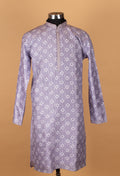 Men’s Lavender Printed Straight-Cut Kurta with Mandarin Collar