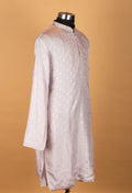 Men’s Light Lavender Printed Straight-Cut Kurta with Mandarin Collar