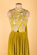 Women’s Mustard Yellow Embroidered Anarkali Gown with Pleated Skirt