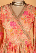 Peach Floral Printed Kurta Sharara Set with Embellished Dupatta