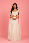 Ivory Embroidered Straight-Cut Lehenga Set with Crop Top & Dupatta