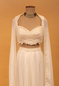 Ivory Embroidered Straight-Cut Lehenga Set with Crop Top & Dupatta