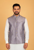 Men’s Lavender Purple Jacquard Nehru Jacket