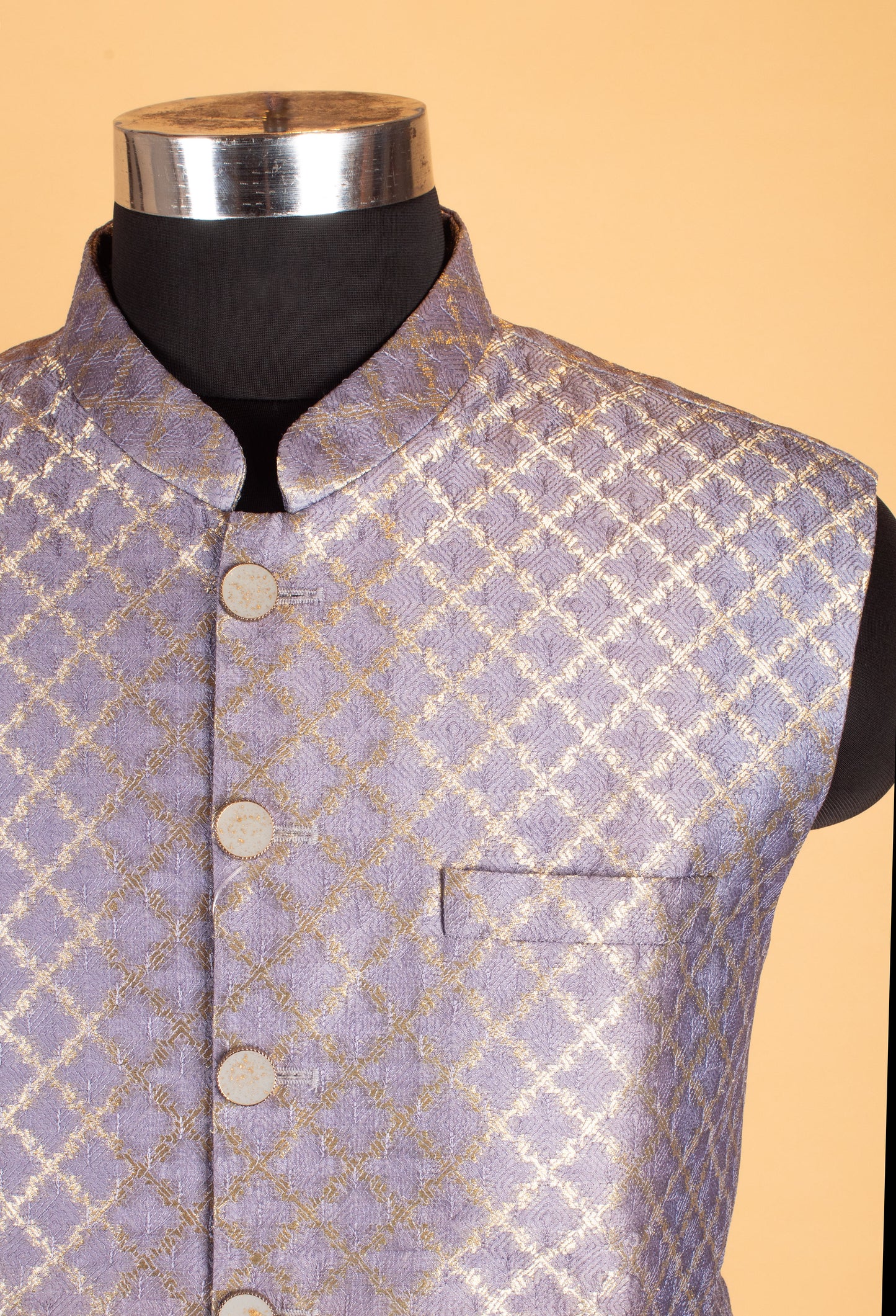 Men’s Lavender Purple Jacquard Nehru Jacket