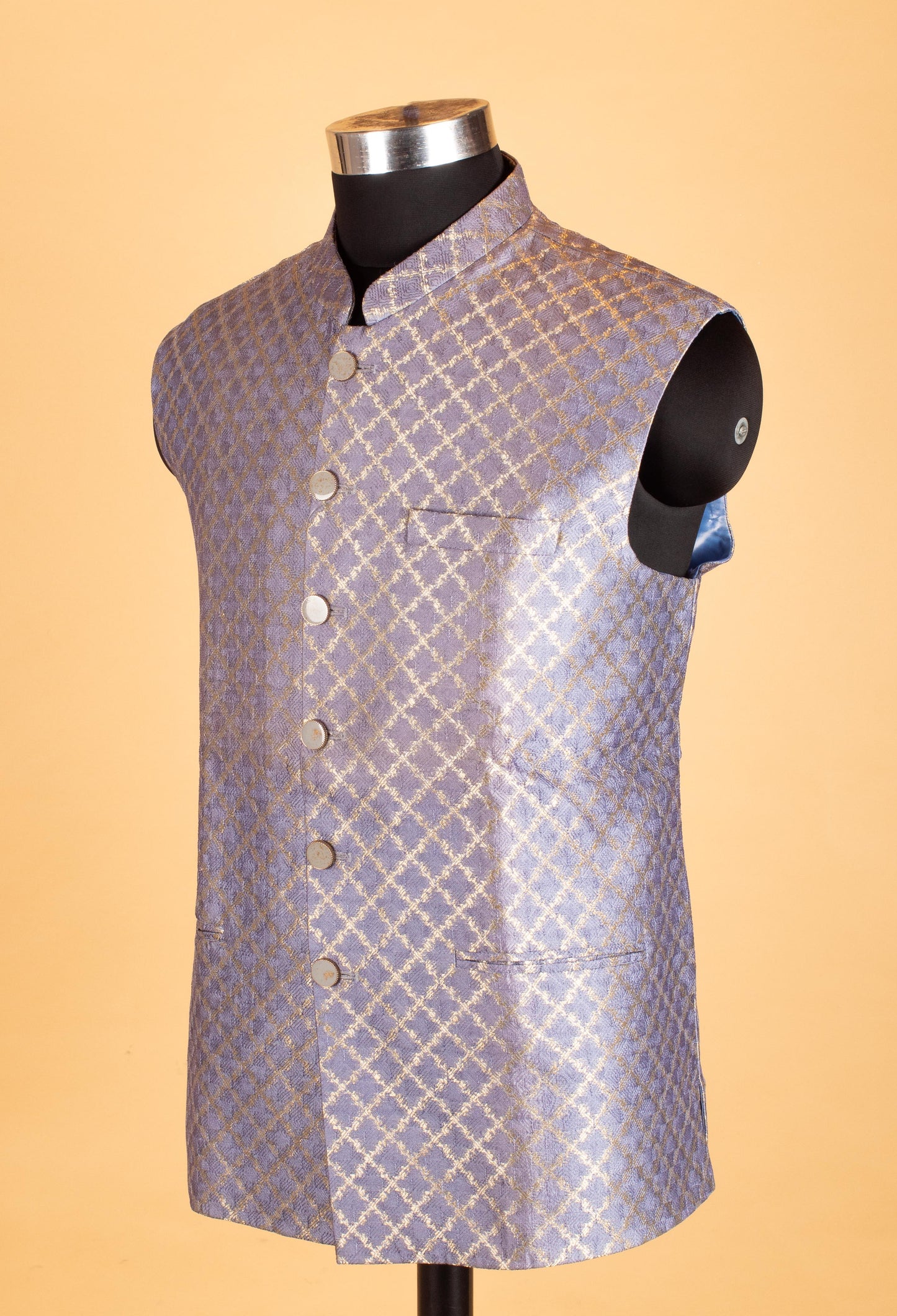 Men’s Lavender Purple Jacquard Nehru Jacket