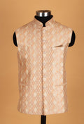 Men’s Peach & Ivory Textured Nehru Jacket