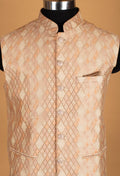 Men’s Peach & Ivory Textured Nehru Jacket