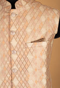 Men’s Peach & Ivory Textured Nehru Jacket