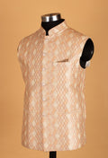 Men’s Peach & Ivory Textured Nehru Jacket