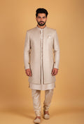 Men’s Champagne Beige Sequin Embellished Designer Sherwani Set