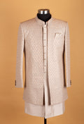 Men’s Champagne Beige Sequin Embellished Designer Sherwani Set